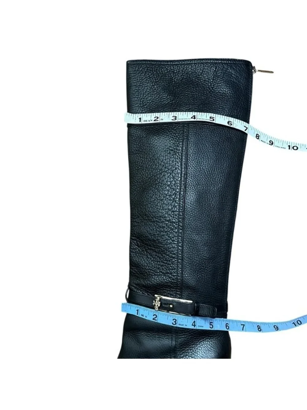 Tory Burch Jenna Black Leather Tall Heeled Boots Women's 9.5